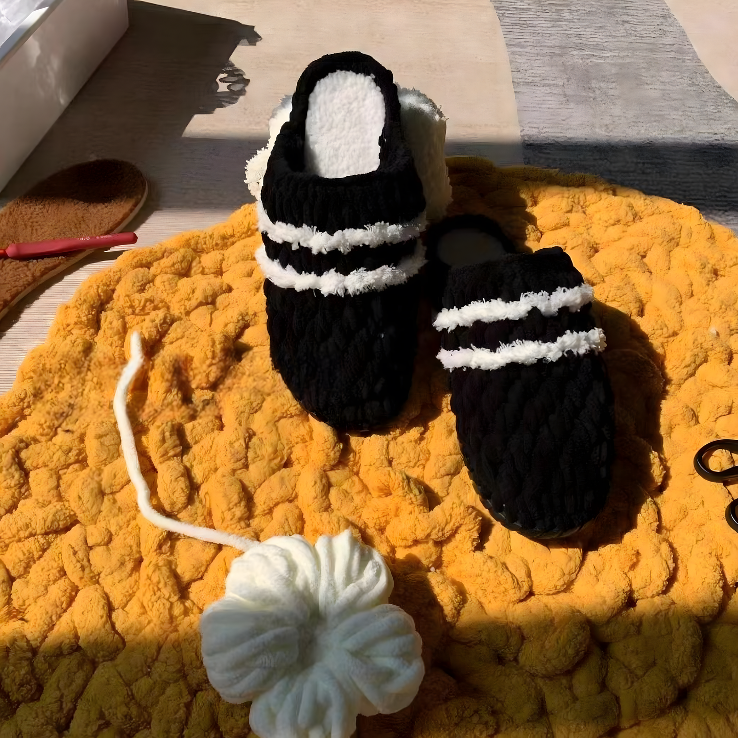 MPLANET Handmade Crochet Hook Slippers | Material Kit | Custome Gift | Friend Gift | Family Gift | Couple Accessories | Personalized Gift | Home Improvement