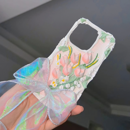 MPLANET Decoden Made-to-order Tulip Phone Case, Cream Gel Original Protective Cover, Handmade DIY