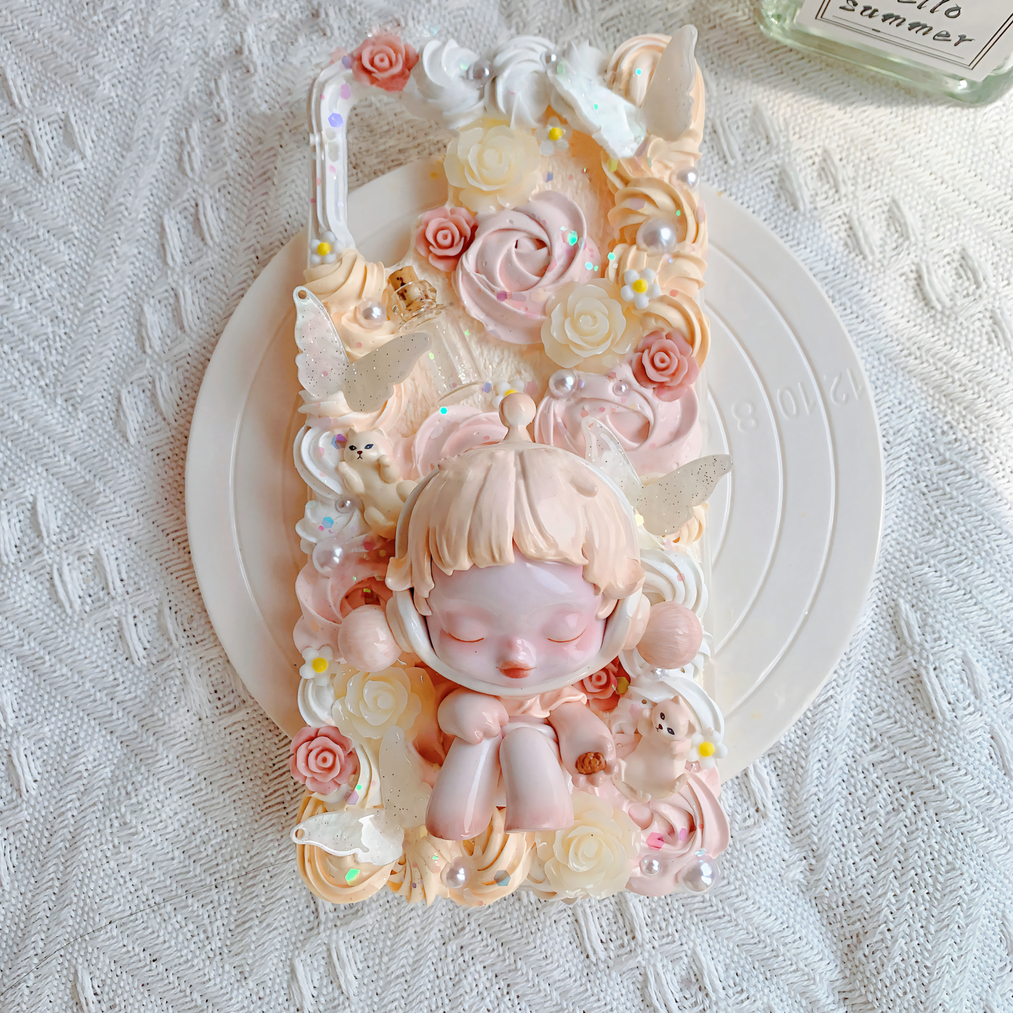 MPLANET Warmth Phone Case, Made-to-order Decoden Protective Cover, Handmade Cream Gel Project