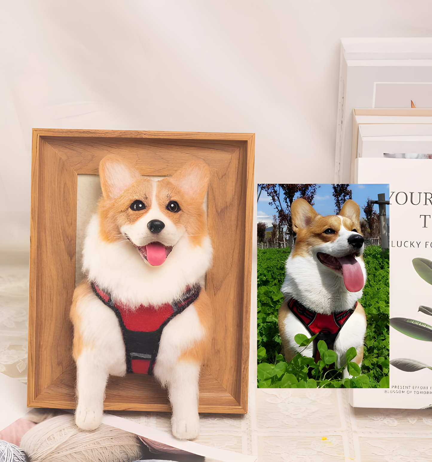 MPLANET Wool Felt pet simulation Dog full body commemorative, cat photo frame decoration, poking fun DIY finished product