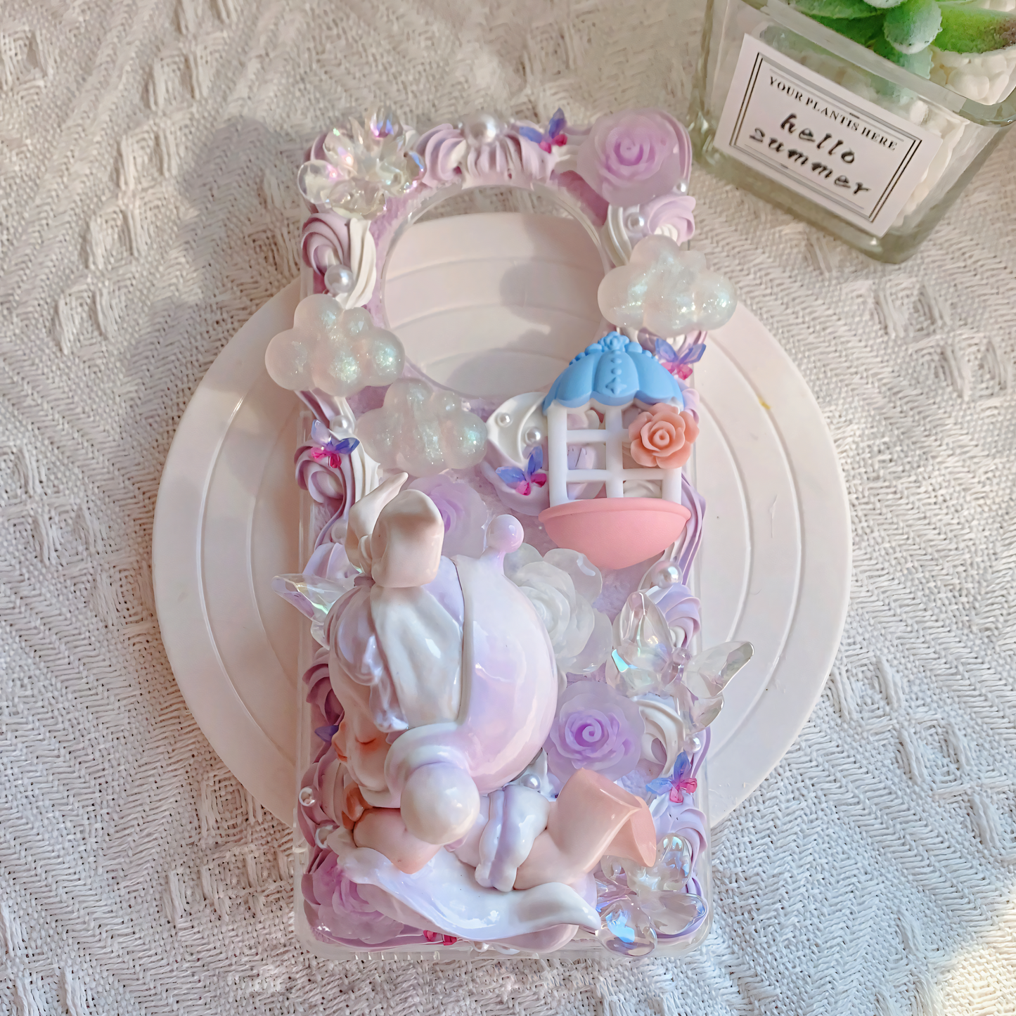 MPLANET Warmth Phone Case, Made-to-order Decoden Protective Cover, Handmade Cream Gel Project