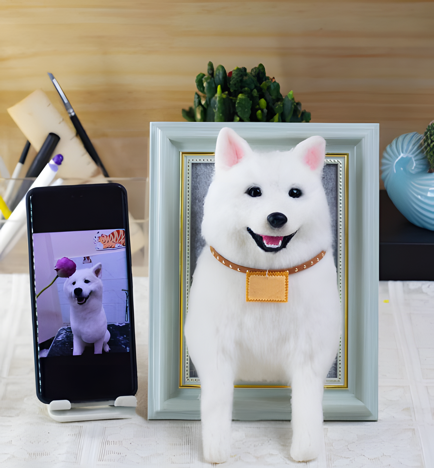 MPLANET Wool Felt pet simulation Dog full body commemorative, cat photo frame decoration, poking fun DIY finished product