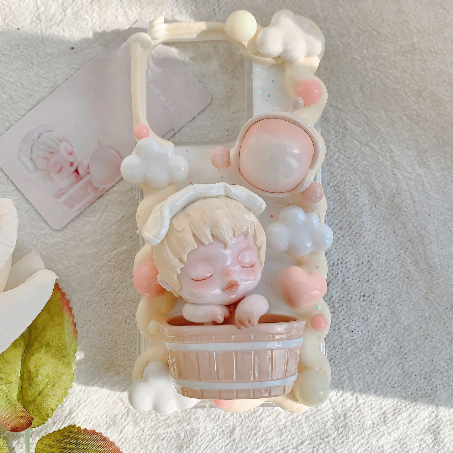 MPLANET Warmth Phone Case, Made-to-order Decoden Protective Cover, Handmade Cream Gel Project