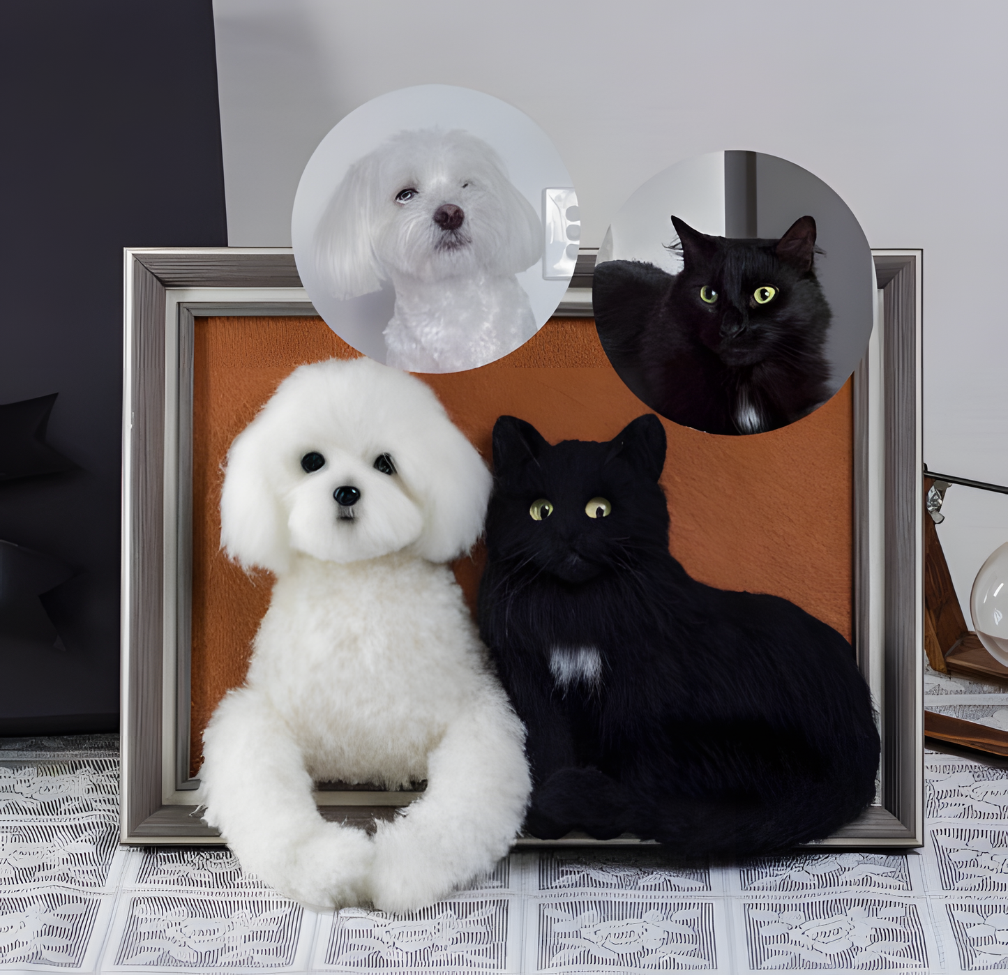 MPLANET Wool Felt pet simulation Dog full body commemorative, cat photo frame decoration, poking fun DIY finished product