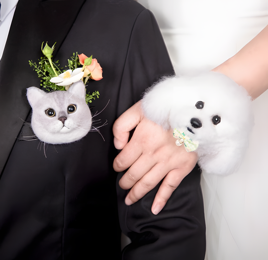 MPLANET Wool Felt handmade custom wedding pet cat dog exclusive brooch DIY custom wrist flower