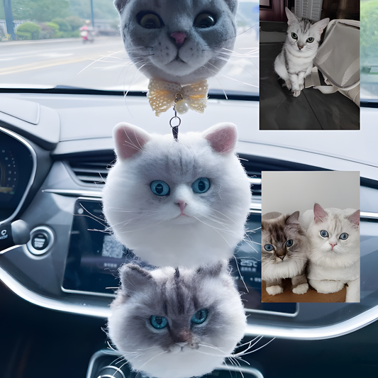 MPLANET Wool Felt DIY car hanging cat and dog simulation avatar pendant, key pet customization, finished product, creative ornament