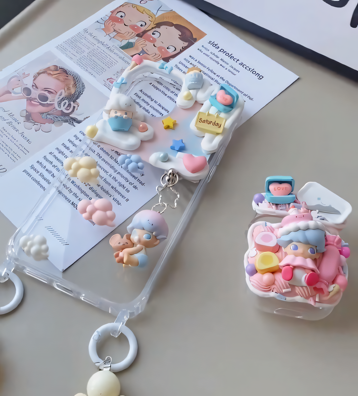 MPLANET Fairy Tale Decoden Case Kit, Phone Case and Earphone Case, Made-to-order Protective Cover, Cream Gel Handicrafts