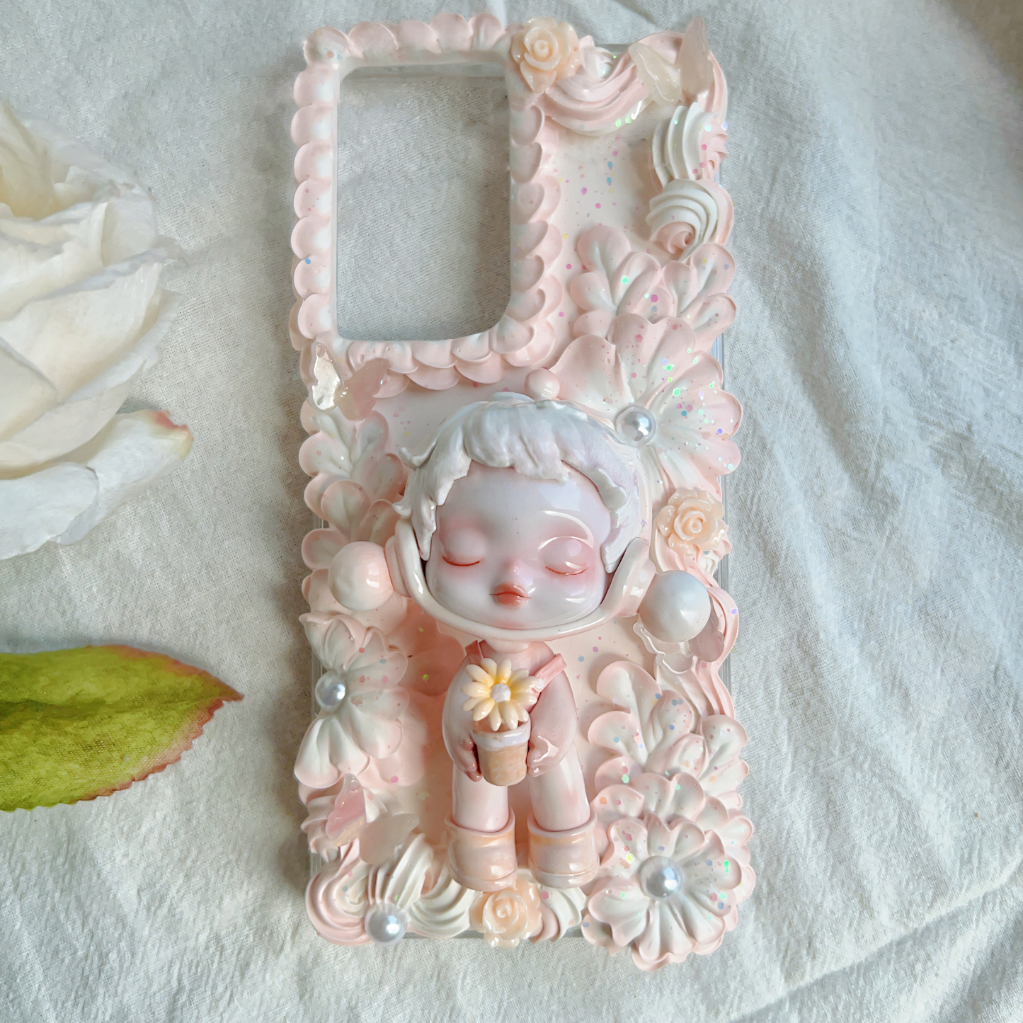 MPLANET Warmth Phone Case, Made-to-order Decoden Protective Cover, Handmade Cream Gel Project