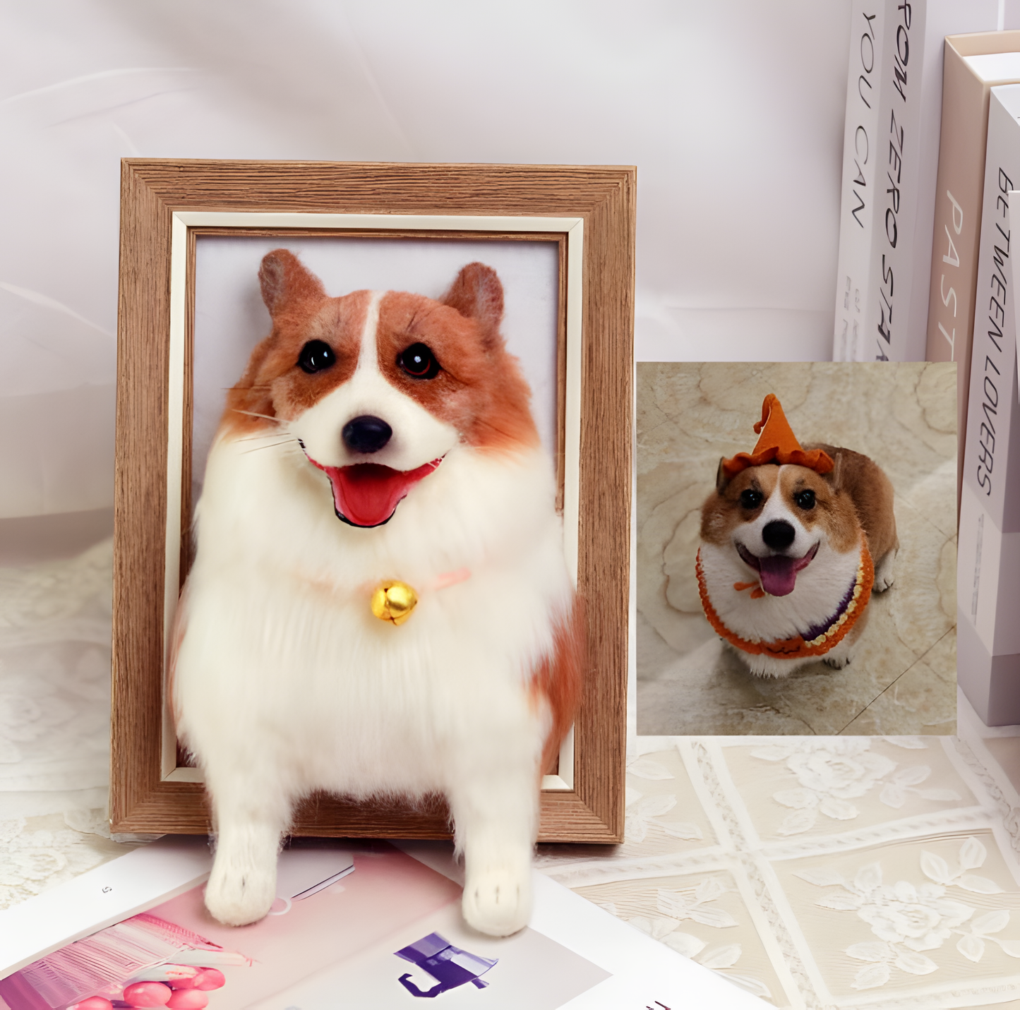 MPLANET Wool Felt pet simulation Dog full body commemorative, cat photo frame decoration, poking fun DIY finished product