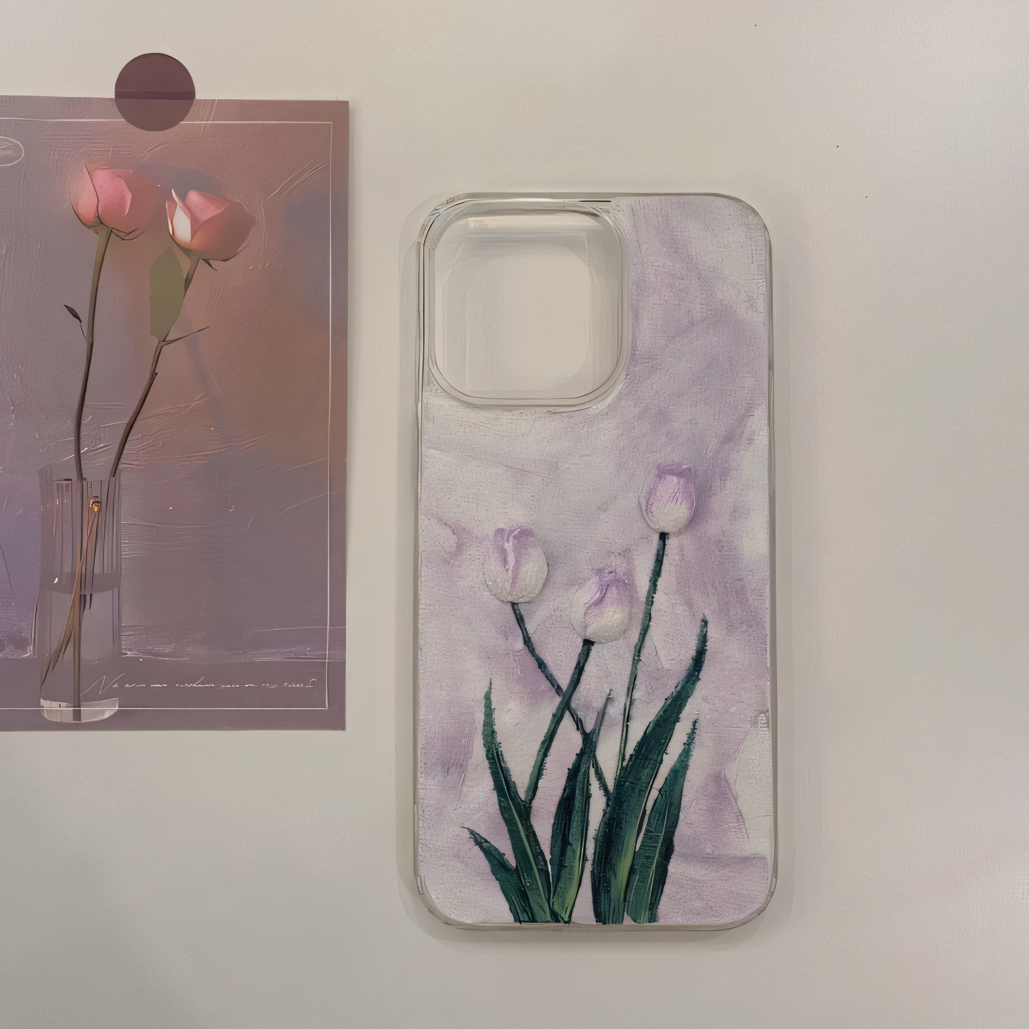 MPLANET Decoden Made-to-order Tulip Phone Case, Cream Gel Original Protective Cover, Handmade DIY