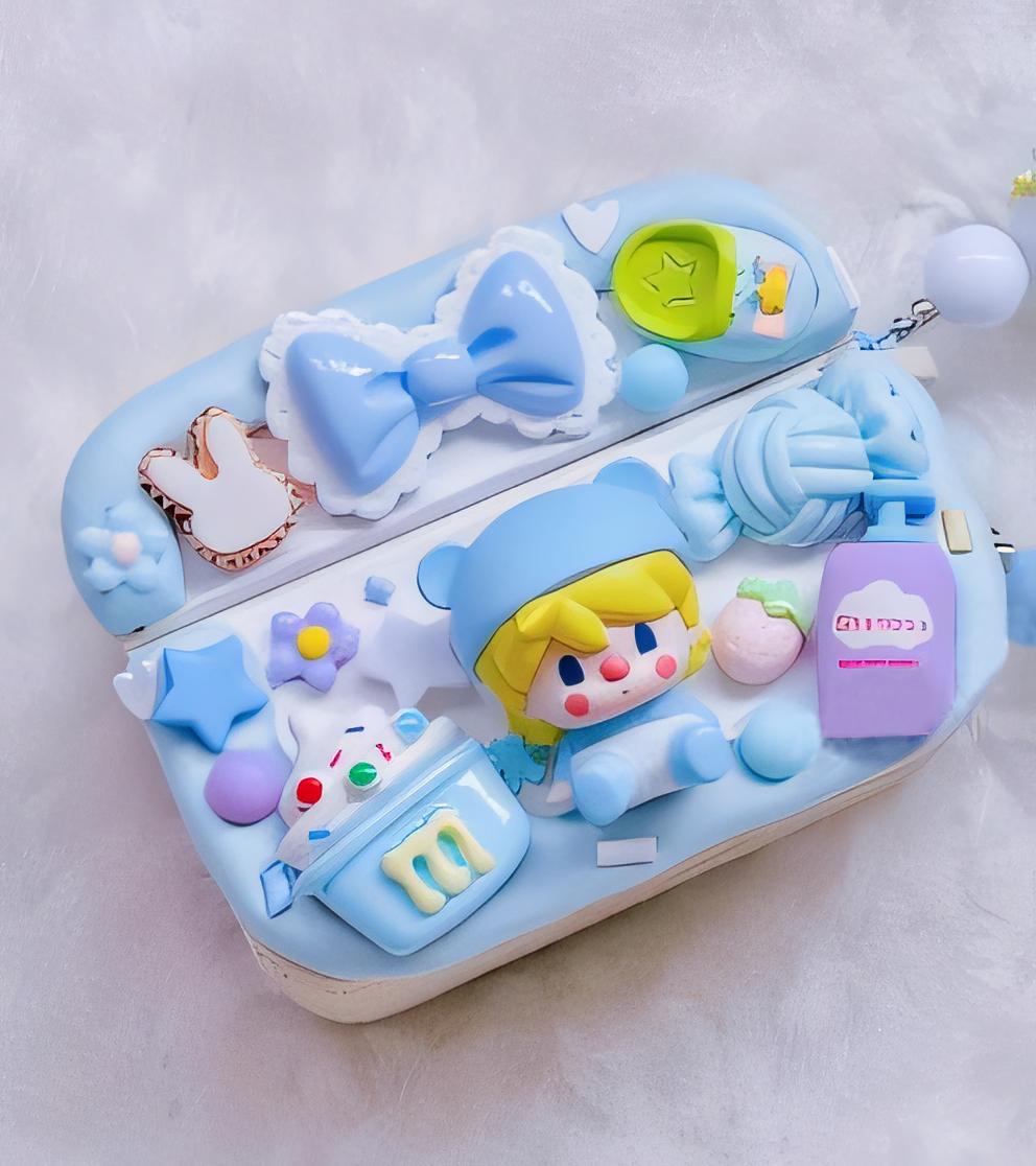 MPLANET Pop Mart Decoden Earphone Case, Made-to-order Protective Cover, Handmade Cream Gel Project