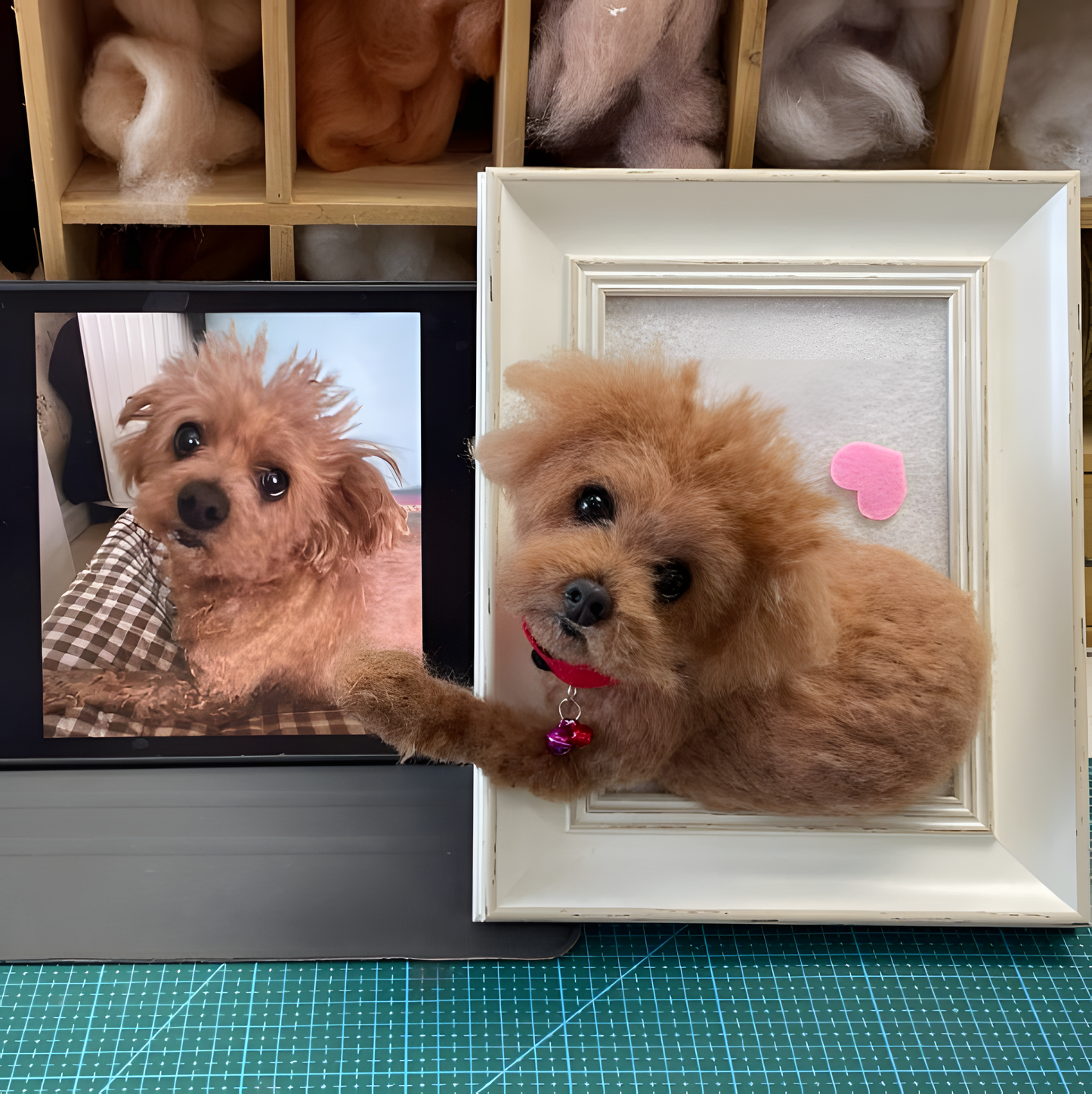 MPLANET Wool Felt pet simulation Dog full body commemorative, cat photo frame decoration, poking fun DIY finished product