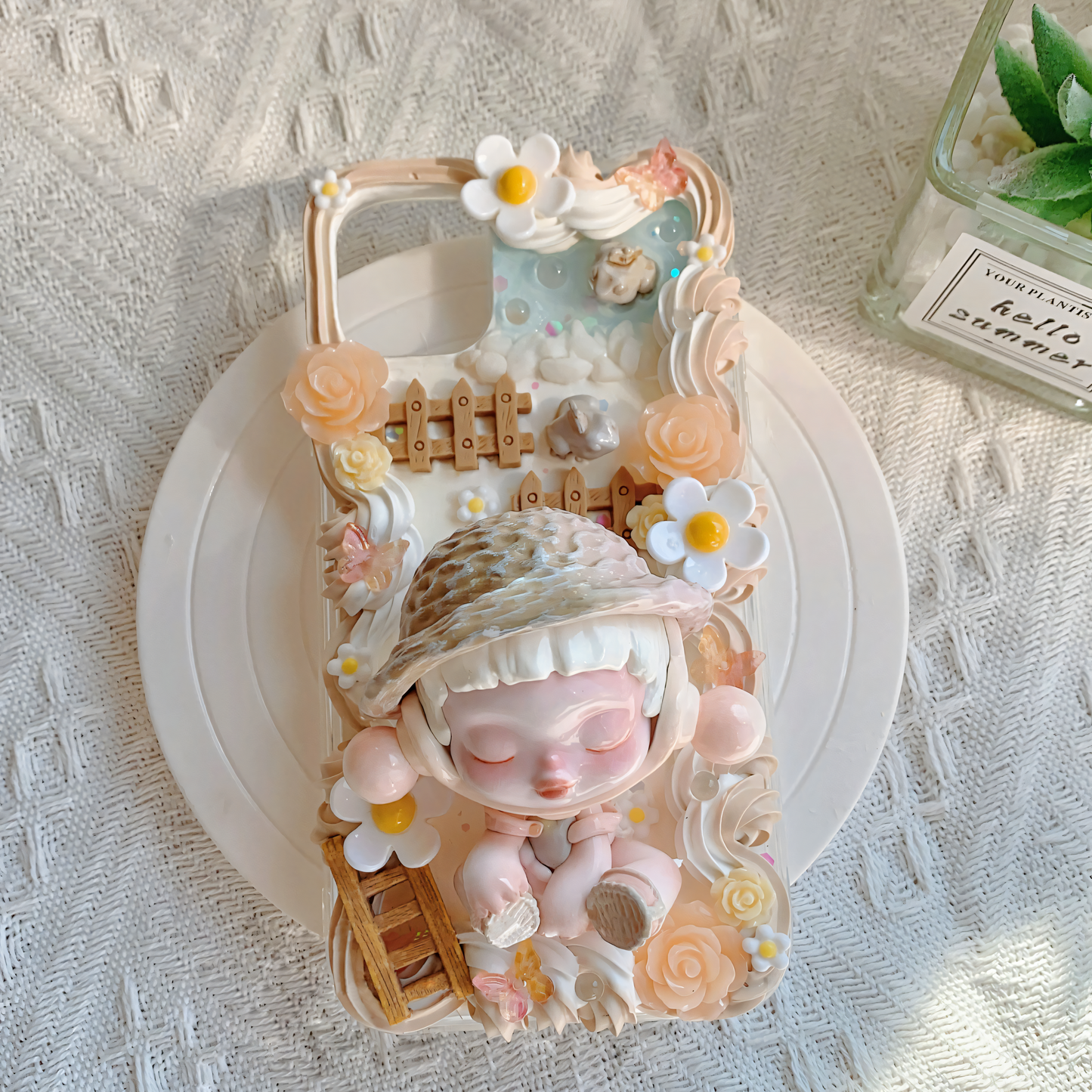 MPLANET Warmth Phone Case, Made-to-order Decoden Protective Cover, Handmade Cream Gel Project