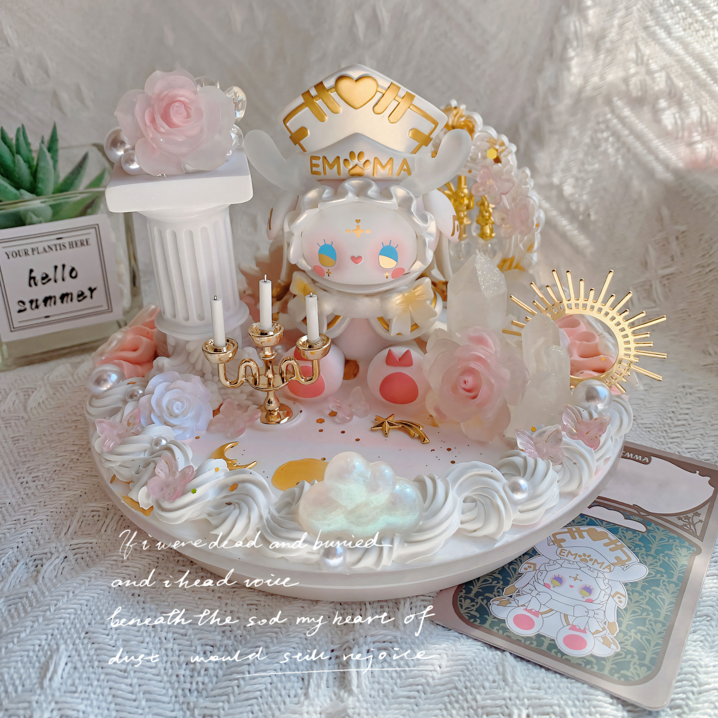 MPLANET Pop Mart Decoden Phone Holder Ornaments, Made-to-order Cream Gel Handicrafts