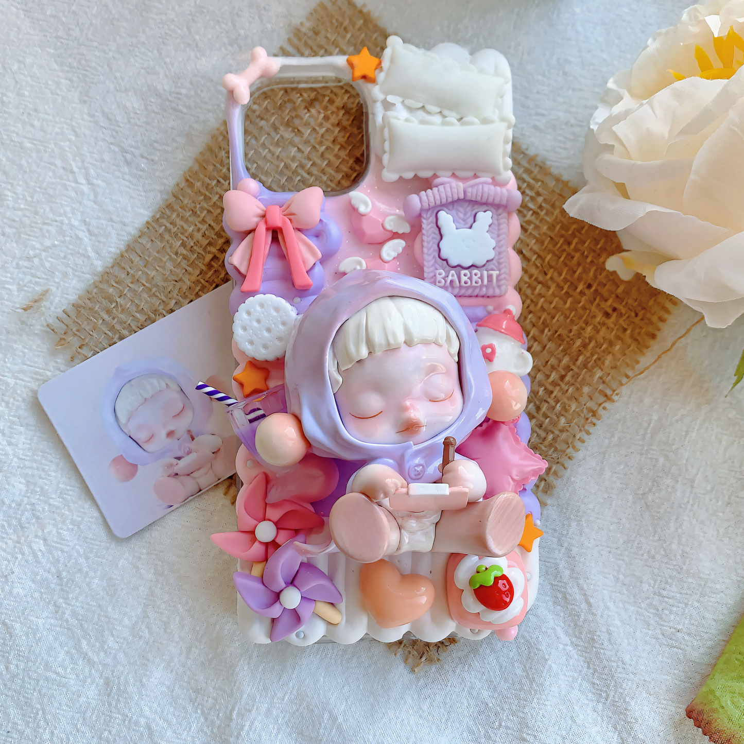 MPLANET Warmth Phone Case, Made-to-order Decoden Protective Cover, Handmade Cream Gel Project