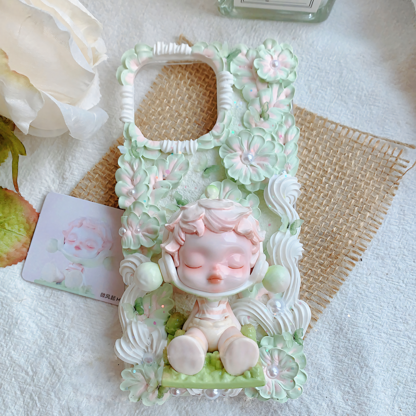 MPLANET Warmth Phone Case, Made-to-order Decoden Protective Cover, Handmade Cream Gel Project