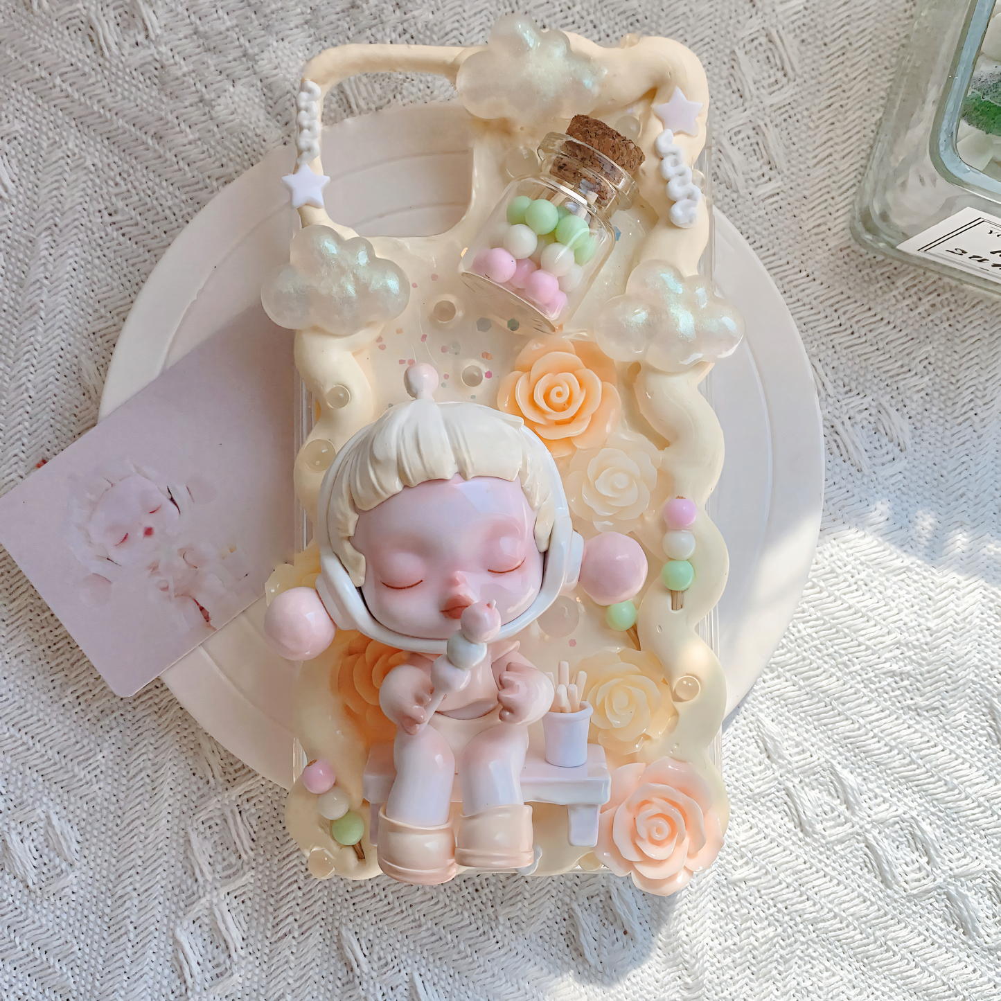 MPLANET Warmth Phone Case, Made-to-order Decoden Protective Cover, Handmade Cream Gel Project