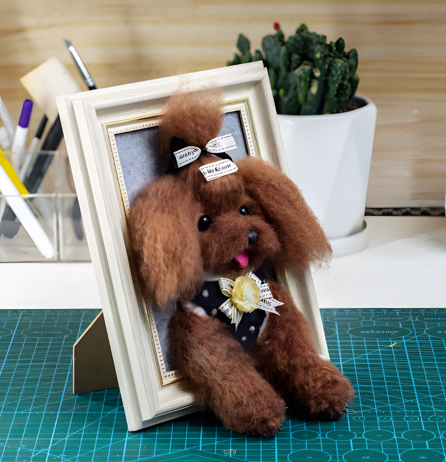 MPLANET Wool Felt pet simulation Dog full body commemorative, cat photo frame decoration, poking fun DIY finished product